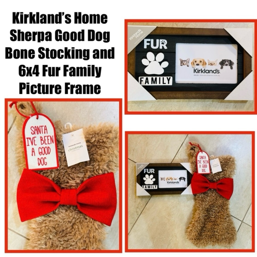 Kirkland’s Home Sherpa Good Dog Bone Stocking and 6x4 Picture Frame